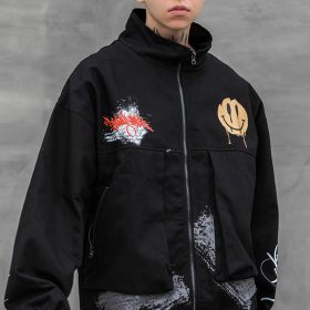 Smiling Face Graffiti Hip Hop Jacket