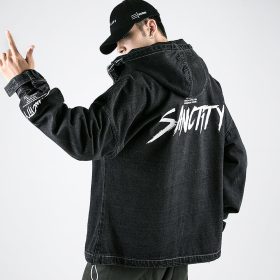 Black Denim Cargo Mens Jeans Jacket