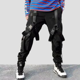 Hip Hop Cargo Harem Pants Buckle Ribbon Joggers