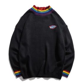 Casual Rainbow Collar Pullover