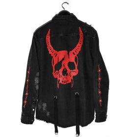 Trav x Hunter Skull Black Denim Jacket