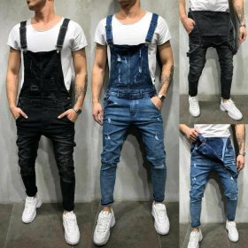 Hickory Ripped Denim Overalls