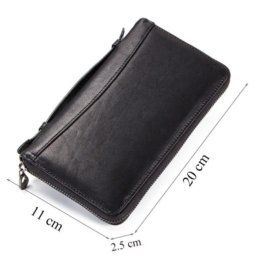 Genuine Leather Men Clutch for 6.5" Cellphone Man Long Wallet Passport Holders With Zipper Coin Pocket Male Purse - Image 11