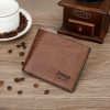 Retro Soild Color Men's Wallet PU Leater Short Clutch Bag Business Wallet Card Holder Coin Purse Money Clip with Jeep Letter