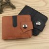 Vintage Men Wallets Soft PU Leather Short Money Clips Two-fold Hasp Thin Wallet with Coin Bag Small Money Purses Cards Holder