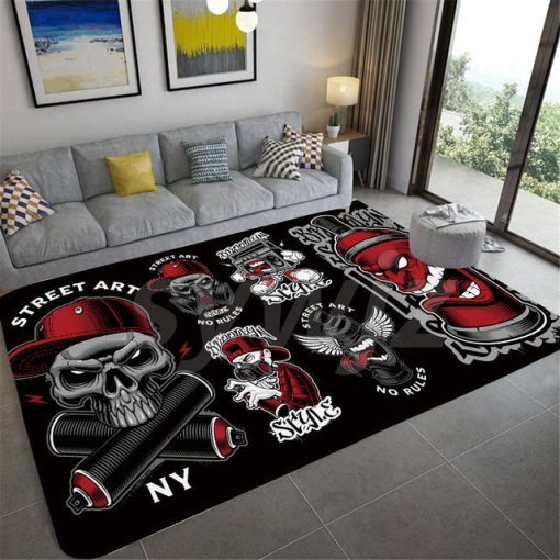 Hip-hop Graffiti Skull Print Carpet - Image 5