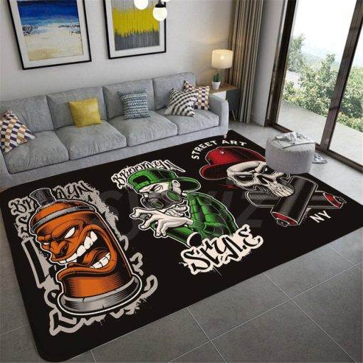 Hip-hop Graffiti Skull Print Carpet - Image 7