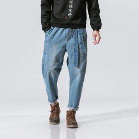 Drawstring Belt Vintage Denim Jeans