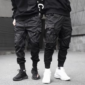 Ribbons Block Black Pocket Cargo Pants