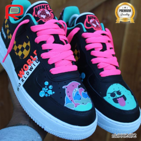 AF 1 Pink Dolphin Wide Custom Shoes Sneakers - nk0002692
