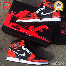 AJ 1 Cartoon Drip Red Custom Shoes Sneakers - nk0002710