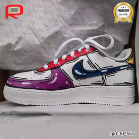 AF 1 Cartoon Red Blue Custom Shoes Sneakers - nk0002667