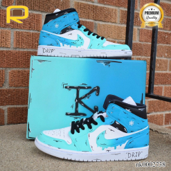 AJ 1 Blue Cartoon Fade Custom Shoes Sneakers - custom your own shoes