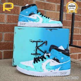 AJ 1 Blue Cartoon Fade Custom Shoes Sneakers - nk0002738