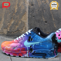 AM 90 Blue Galaxy Style Painted Custom Shoes Sneakers - custom shoes design