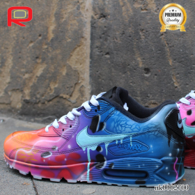 AM 90 Blue Galaxy Style Painted Custom Shoes Sneakers - nk0002700