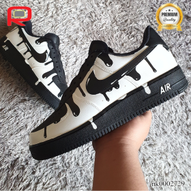 AF 1 White Black Drip Custom Shoes Sneakers - nk0002729