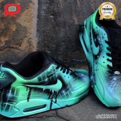 AM 90 Mint Abstract Custom Shoes Sneakers - painted custom shoes