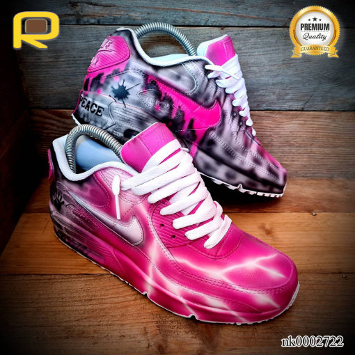 AM 90 Pink Brick Art Custom Shoes Sneakers - painted custom shoes