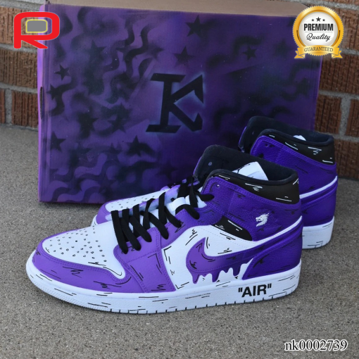AJ 1 Purple Cartoon Drip Custom Shoes Sneakers - custom shoes basketball