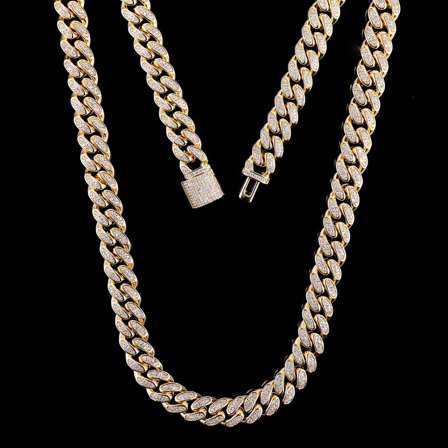 S925 Moissanite Cuban Link Chain Necklace 12mm -2