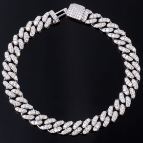 S925 Moissanite Cuban Link Chain Bracelet 8mm