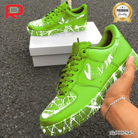 AF 1 White Paint in Green Custom Shoes Sneakers - nk0002842