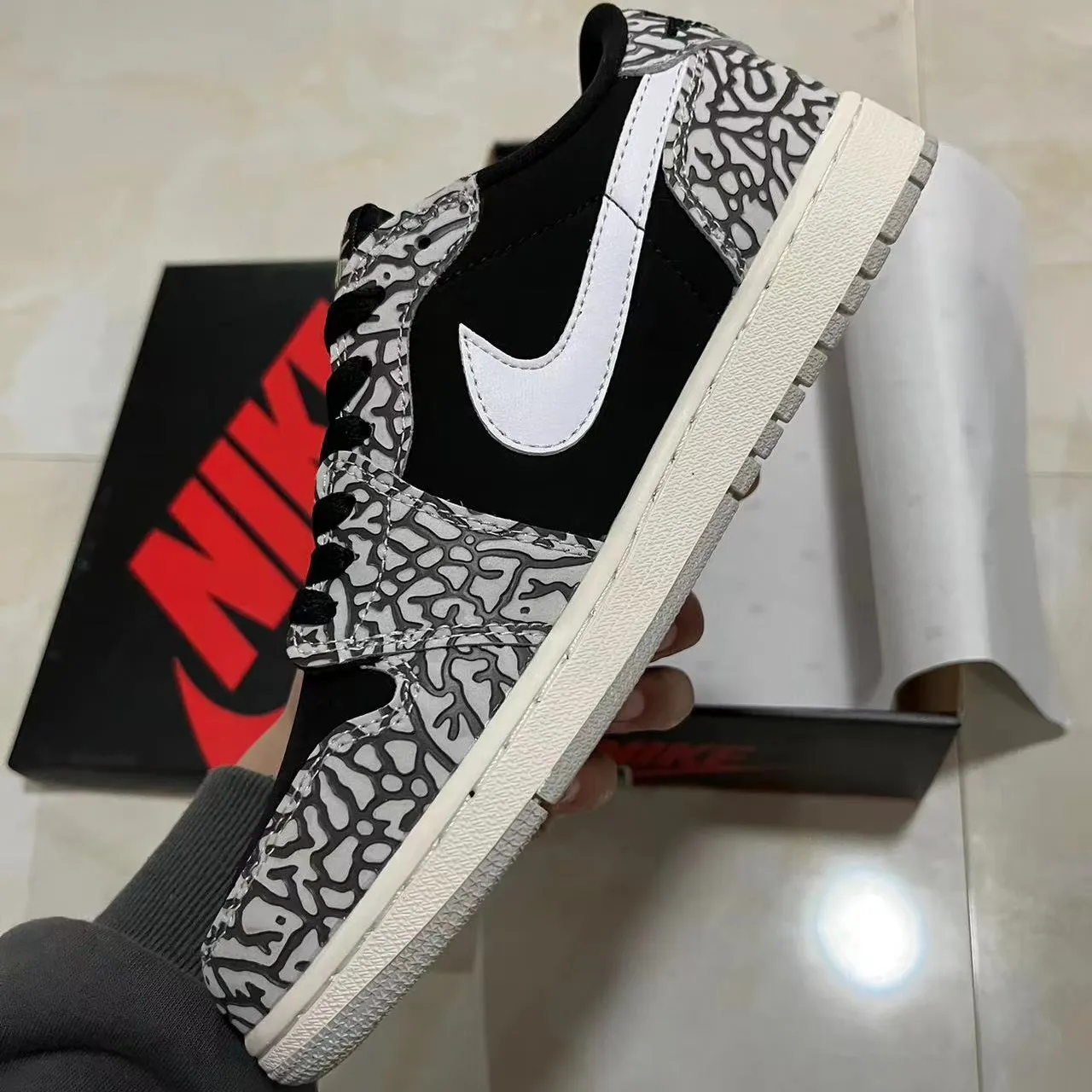 AJ 1 Low OG Black Cement Elephant Shoes Sneakers – nk0002832 - Image 7