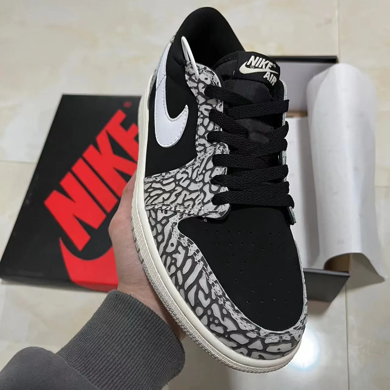 AJ 1 Low OG Black Cement Elephant Shoes Sneakers – nk0002832 - Image 8