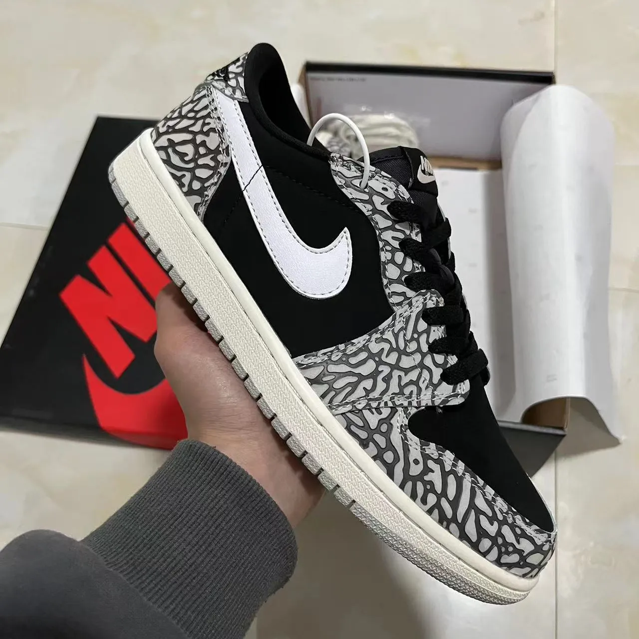 AJ 1 Low OG Black Cement Elephant Shoes Sneakers – nk0002832 - Image 6