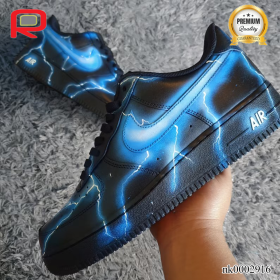 AF 1 Storm Blue Black Custom Shoes Sneakers - nk0002916