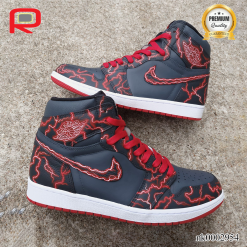 AJ 1 Crimson Thunderstorm Custom Shoes Sneakers - painted custom shoes