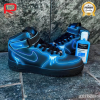 AF 1 High Neon Blue-White Drip Custom Shoes Sneakers - custom shoes maker