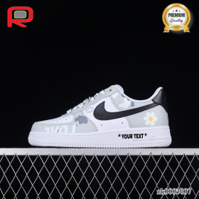 AF 1 07 Low White Grey Black Custom Shoes Sneakers - nk0003007