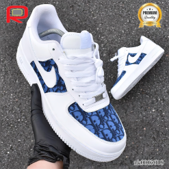 AF 1 Blue CD Cloth Custom Shoes Sneakers - custom shoes basketball