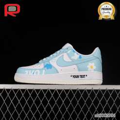 AF 1 Low White Blue Flowers Custom Shoes Sneakers - painted custom shoes