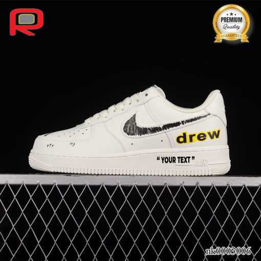 AF 1 07 Low Drew Beige Black Yellow Custom Shoes Sneakers - custom shoes near me