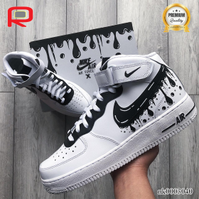 AF 1 Drip Effect Black Custom Shoes Sneakers - nk0003040