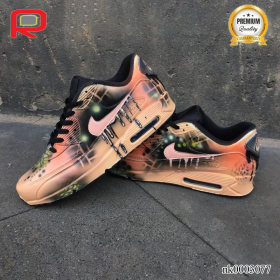 AM 90 Peach Orange Abstract Custom Shoes Sneakers - nk0003077