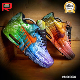 AM 90 Colour Graffiti-Black Custom Shoes Sneakers - nk0003086