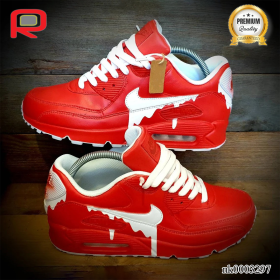 AM 90 Classic Drip-Red Custom Shoes Sneakers - nk0003297