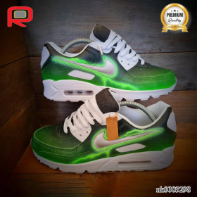 AM 90 Neon Lightning Custom Shoes Sneakers - nk0003298