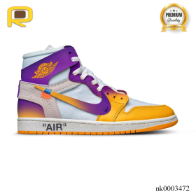 AJ 1 Retro High ow Canary L.A Lakers Edition Custom Shoes Sneakers - nk0003472