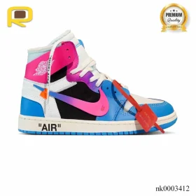OW x AJ 1 High Miami Vice Custom Shoes Sneakers – nk0003412