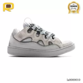 Lanvin Leather Curb Light Grey Blue Shoes Sneakers - la0000010