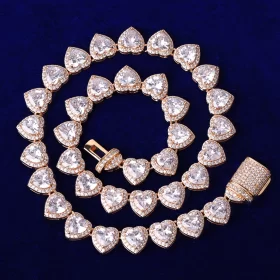 Bubble Letter Clustered Heart Tennis Chain