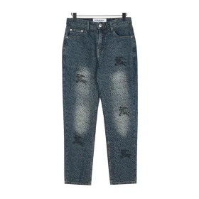 BUR Monogram Distressed Denim Jeans in Indigo - 367 - bbr0000367