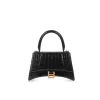 BLCG Small Hourglass Top Handle Bag Black Croc Embossed - 40 - bl0000040