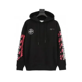 OW Diagonal Stencil Hoodie in Black - 345 - owf0000345