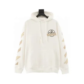 OW Diagonal Tape Arrows Hoodie in White - 349 - owf0000349